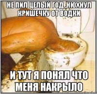 не пил целый год ,нюхнул кришечку от водки и тут я понял что меня накрыло