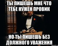 ты пишешь мне что тебе нужен провик но ты пишешь без должного уважения