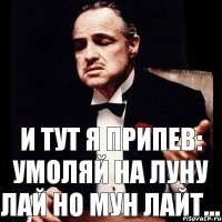 И тут я припев: Умоляй на луну лай но мун лайт...