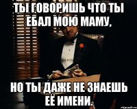 ты говоришь что ты ебал мою маму, но ты даже не знаешь её имени.