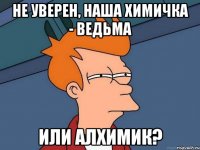 не уверен, наша химичка - ведьма или алхимик?