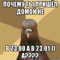 почему ты пришёл домой не в 23:00 а в 23:01 )) а???