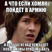 а что если хомяк пойдёт в армию и больше не над кем будет новые мемы придумывать