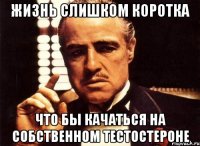 жизнь слишком коротка что бы качаться на собственном тестостероне
