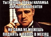 ты хочешь чтобы каламба зарабатывал сотен но сама не можешь поднять и полос в месяц