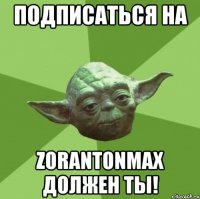 подписаться на zorantonmax должен ты!