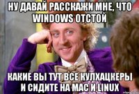 ну давай расскажи мне, что windows отстой какие вы тут все кулхацкеры и сидите на mac и linux