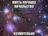 иметь хорошее начальство изумительно