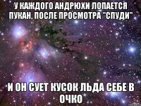 у каждого андрюхи лопается пукан, после просмотра "спуди" и он сует кусок льда себе в очко