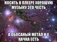 носить в плеере хорошую музыку это честь а обосаный метал и у качка есть