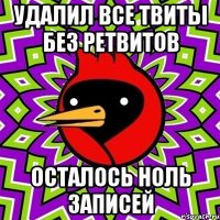 удалил все твиты без ретвитов осталось ноль записей