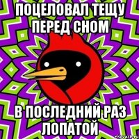поцеловал тещу перед сном в последний раз лопатой