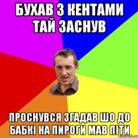 бухав з кентами тай заснув проснувся згадав шо до бабкі на пироги мав піти