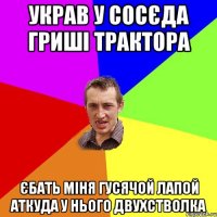 украв у сосєда гриші трактора єбать міня гусячой лапой аткуда у нього двухстволка