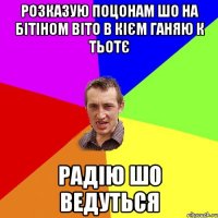 розказую поцонам шо на бітіном віто в кієм ганяю к тьотє радію шо ведуться