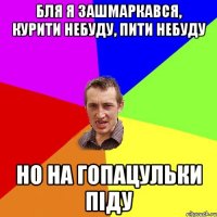 бля я зашмаркався, курити небуду, пити небуду но на гопацульки піду