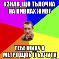 узнав, що тьлочка на нивках живе тебе живу в метро,щоб її бачити