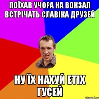 поїхав учора на вокзал встрічать славіка друзей ну їх нахуй етіх гусей