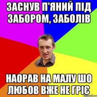 заснув п'яний під забором, заболів наорав на малу шо любов вже не гріє