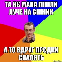 та нє мала,пішли луче на сінник а то вдруг прєдки спалять