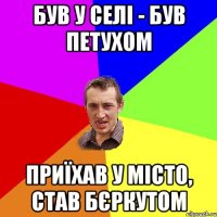 був у селі - був петухом приїхав у місто, став бєркутом