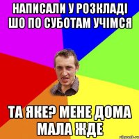 написали у розкладі шо по суботам учімся та яке? мене дома мала жде