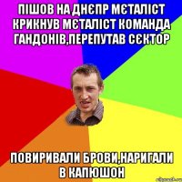 пiшов на днєпр мєталiст крикнув мєталiст команда гандонiв,перепутав сєктор повиривали брови,наригали в капюшон