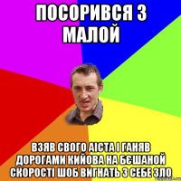 посорився з малой взяв свого аіста і ганяв дорогами кийова на бєшаной скорості шоб вигнать з себе зло