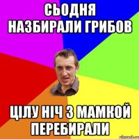 сьодня назбирали грибов цілу ніч з мамкой перебирали