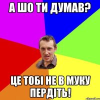 а шо ти думав? це тобі не в муку пердіть!