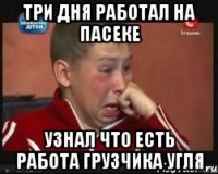 три дня работал на пасеке узнал что есть работа грузчика угля