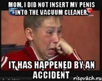 mom, i did not insert my penis into the vacuum cleaner. it has happened by an accident