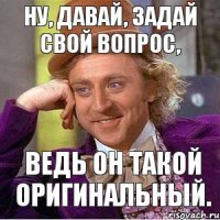 НУ, ДАВАЙ, ЗАДАЙ СВОЙ ВОПРОС, ВЕДЬ ОН ТАКОЙ ОРИГИНАЛЬНЫЙ.