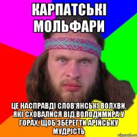 карпатські мольфари це насправді слов'янські волхви, які сховалися від володимира у горах, щоб зберегти арійську мудрість