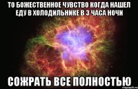 то божественное чувство когда нашел еду в холодильнике в 3 часа ночи сожрать все полностью