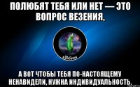 полюбят тебя или нет — это вопрос везения, а вот чтобы тебя по-настоящему ненавидели, нужна индивидуальность.