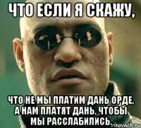 что если я скажу, что не мы платим дань орде, а нам платят дань, чтобы мы расслабились.