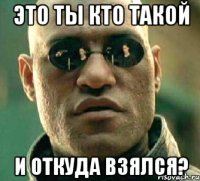 это ты кто такой и откуда взялся?