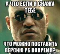 а что если я скажу тебе что можно поставить версию рб вовремя?