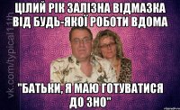 цілий рік залізна відмазка від будь-якої роботи вдома "батьки, я маю готуватися до зно"