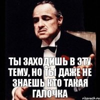 Ты заходишь в эту тему, но ты даже не знаешь кто такая Галочка