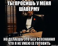 ты просишь у меня шаверму но делаешь это без осознания что я не умею ее готовить