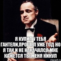 Я купил у тебя гантели,прошел уже год но я так и не накачался.Мне кажется ты меня кинул