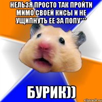 нельзя просто так пройти мимо своей кисы и не ущипнуть ее за попу*** бурик))