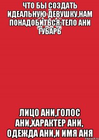 что бы создать идеальную девушку,нам понадобиться:тело ани губарь лицо ани,голос ани,характер ани, одежда ани,и имя аня