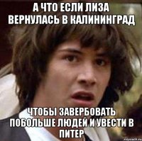 а что если лиза вернулась в калининград чтобы завербовать побольше людей и увести в питер