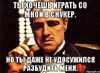 ты хочешь играть со мной в снукер. но ты даже не удосужился разбудить меня.