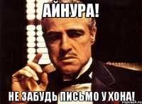 айнура! не забудь письмо у хона!