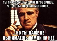 ты приходишь ко мне и говоришь, что у тебя перекап меткости... ... но ты даже не вынимаешь камни на неё