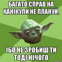 багато справ на канікули не плануй, ібо не зробиш ти тоді нічого